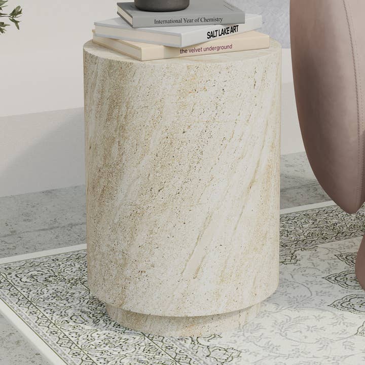 Ramble Sculptural Fiberstone Side Table Indoor & Outdoor for wholesale by LeisureMod