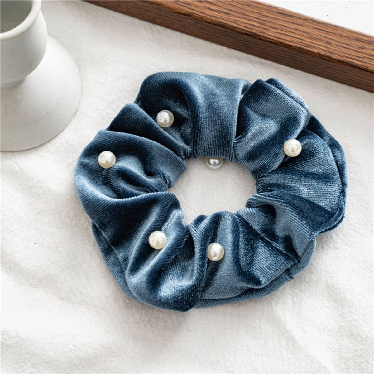 ACCITY - Wholesale Scrunchie - Women's - PEARL FUZZY HAIR SCRUNCHIES_CWAHA03823