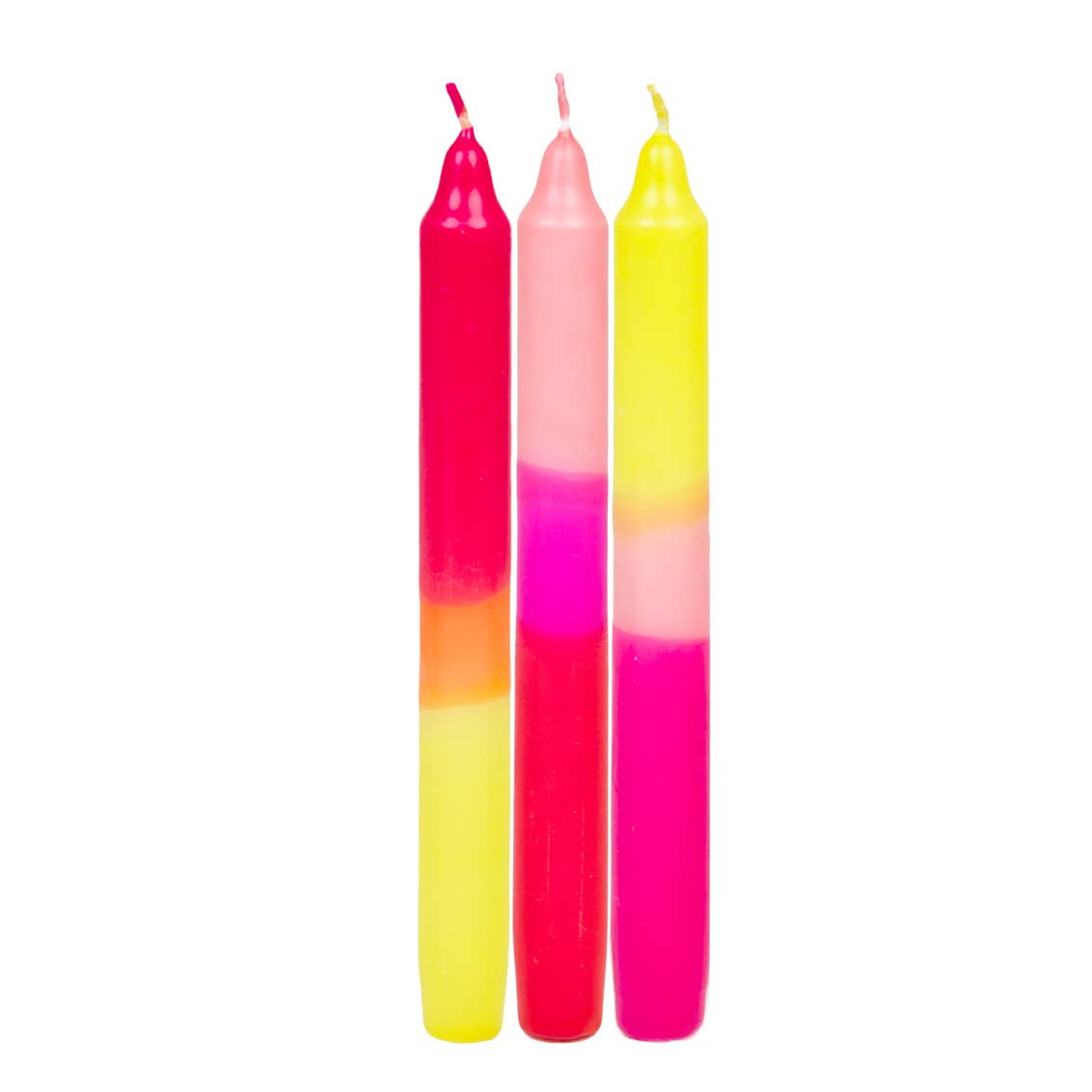 Talking Tables UK – wholesale Tapered candle/candlestick – 3 Tone Ombre Pink, Yellow & Orange Dinner Candles - 3 Pack | Valentines |4