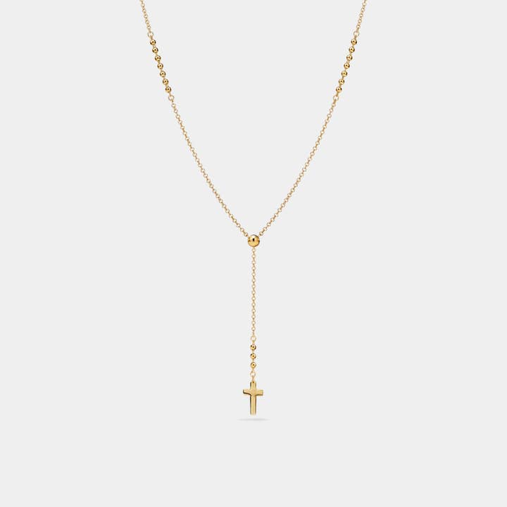 Tiny Small Cross Bead Drop Y Necklace in 925 Sterling Silver for wholesale by Perimade & Co. LLC