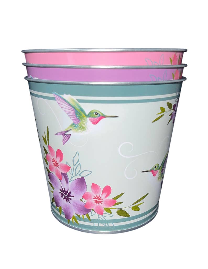 Thompson Wholesale - Wholesale Plant Pot - Hummingbird Floral Metal Pots -- 12 Piece Set5