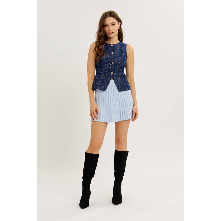 idem ditto - Wholesale Skirt - Women's - FLIRTY ESSENTIAL PLEATED SWEATER MINI SKIRT19