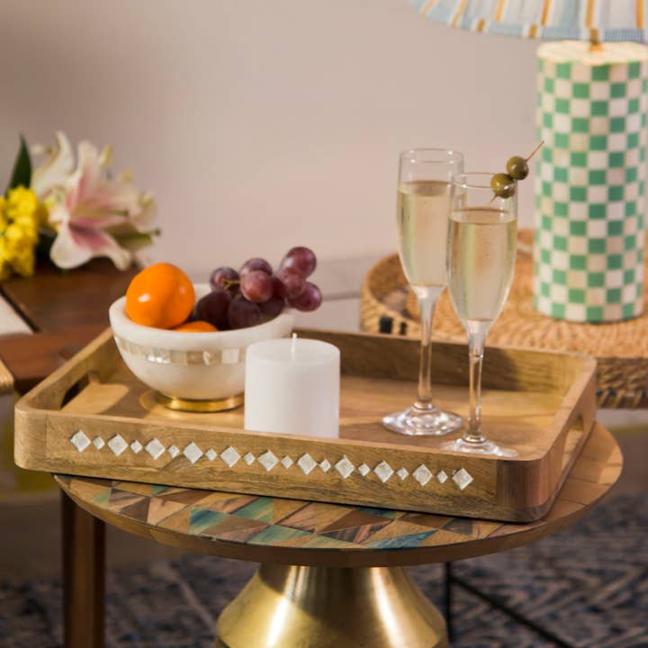 Mela Artisans - Vente Plateaux décoratifs - Plateau en bois sculpté Artisan's Grace de grande taille5