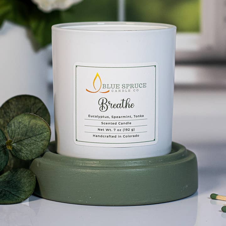 Eucalyptus Spa Scented Candle, Aromatherapy Candle for wholesale by Blue Spruce Candle Company