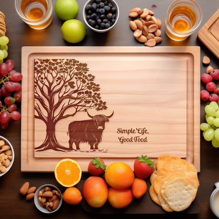 Highland Cow Farm Engraved Cutting Board – Country Kitchen for wholesale by Southern Farm Signs