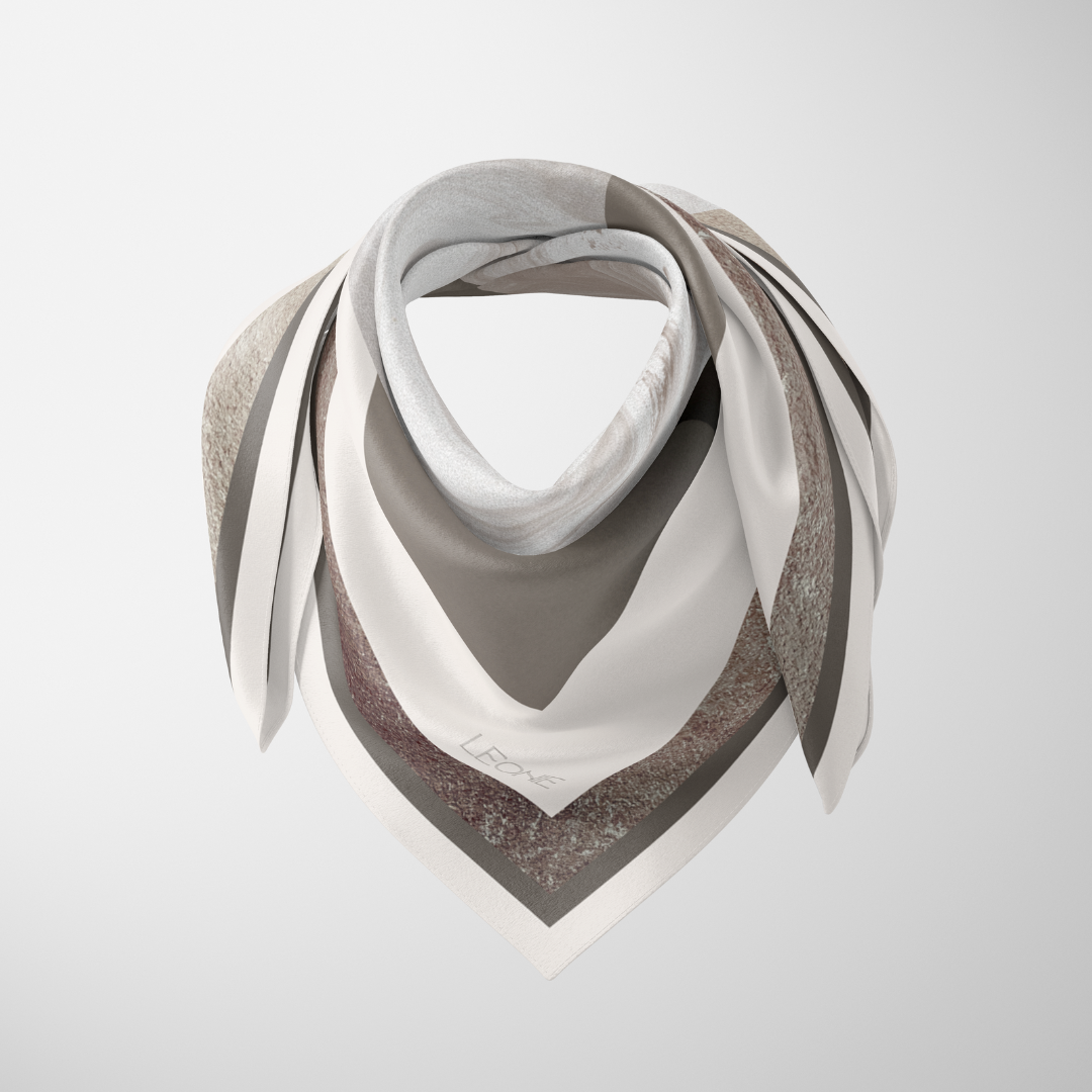 Leonie - Wholesale Scarf - Women's - Margaux in Silver-Gray, 90cm Silk Scarf 1