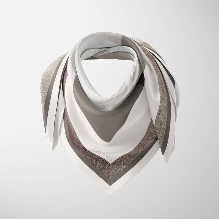 Leonie - Wholesale Scarf - Women's - Margaux in Silver-Gray, 90cm Silk Scarf 1