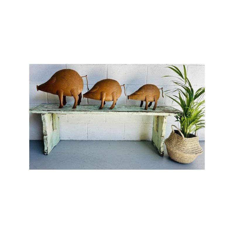 Paloma Black (Casa Natura Design, S.L.) - Wholesale Decorative Figurine - Set Of 3 Recycled Metal Decorative Pig Statues3