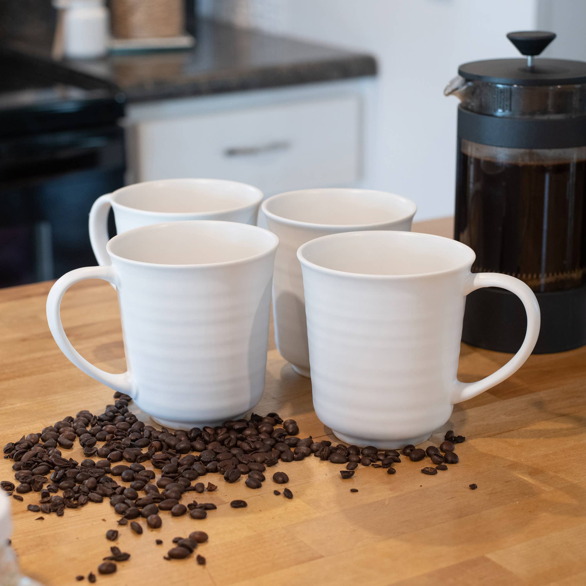 EAST AVENUE – wholesale Kaffekoppar – Vita matta glasyr 17 oz kaffemuggar 4-pack PRIS PER MUGG5