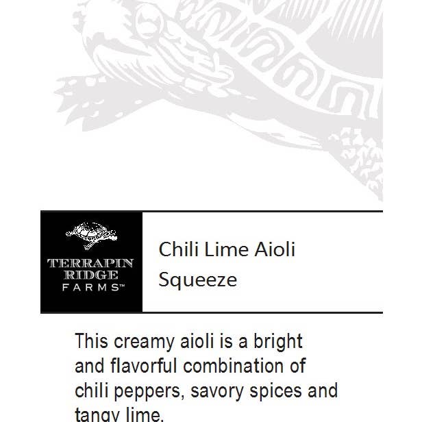 Shelf Talker Chile Lime Aioli Squeeze for wholesale by Terrapin Ridge Farms