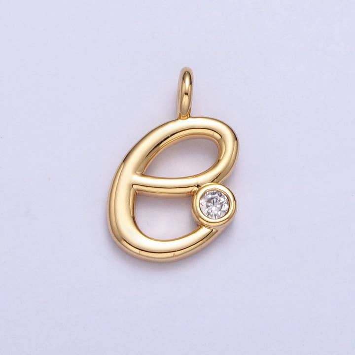Aim Eternal - Wholesale Individual charm/pendant - Gold Initial Alphabet Lower Case Cursive Letter Clear CZ Personalized Charm | A-507-A-5194