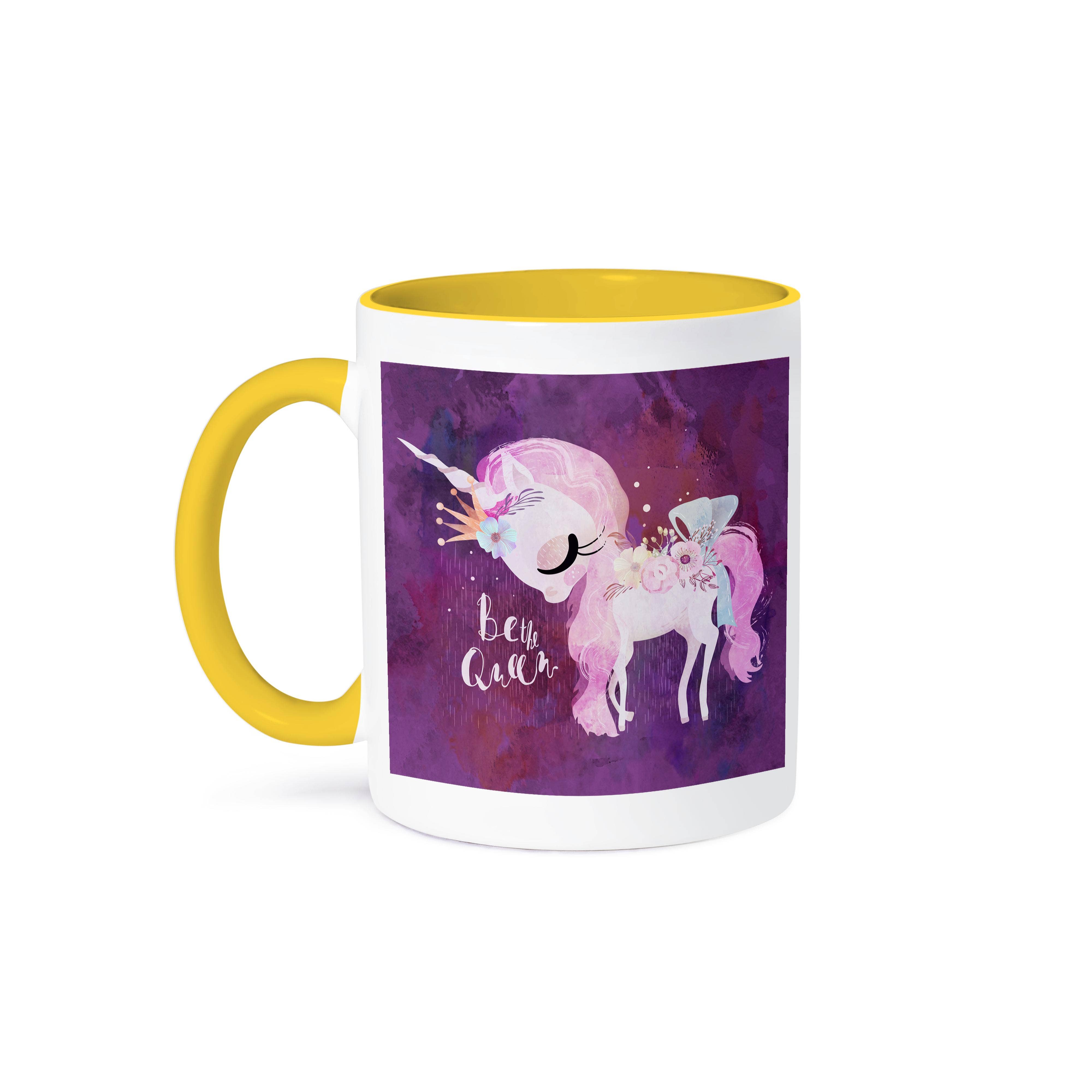3dRose - Wholesale Coffee Mug - 3dRose, Cute Purple Flower Unicorn Illustration and Typography - Be The Queen, Mug0