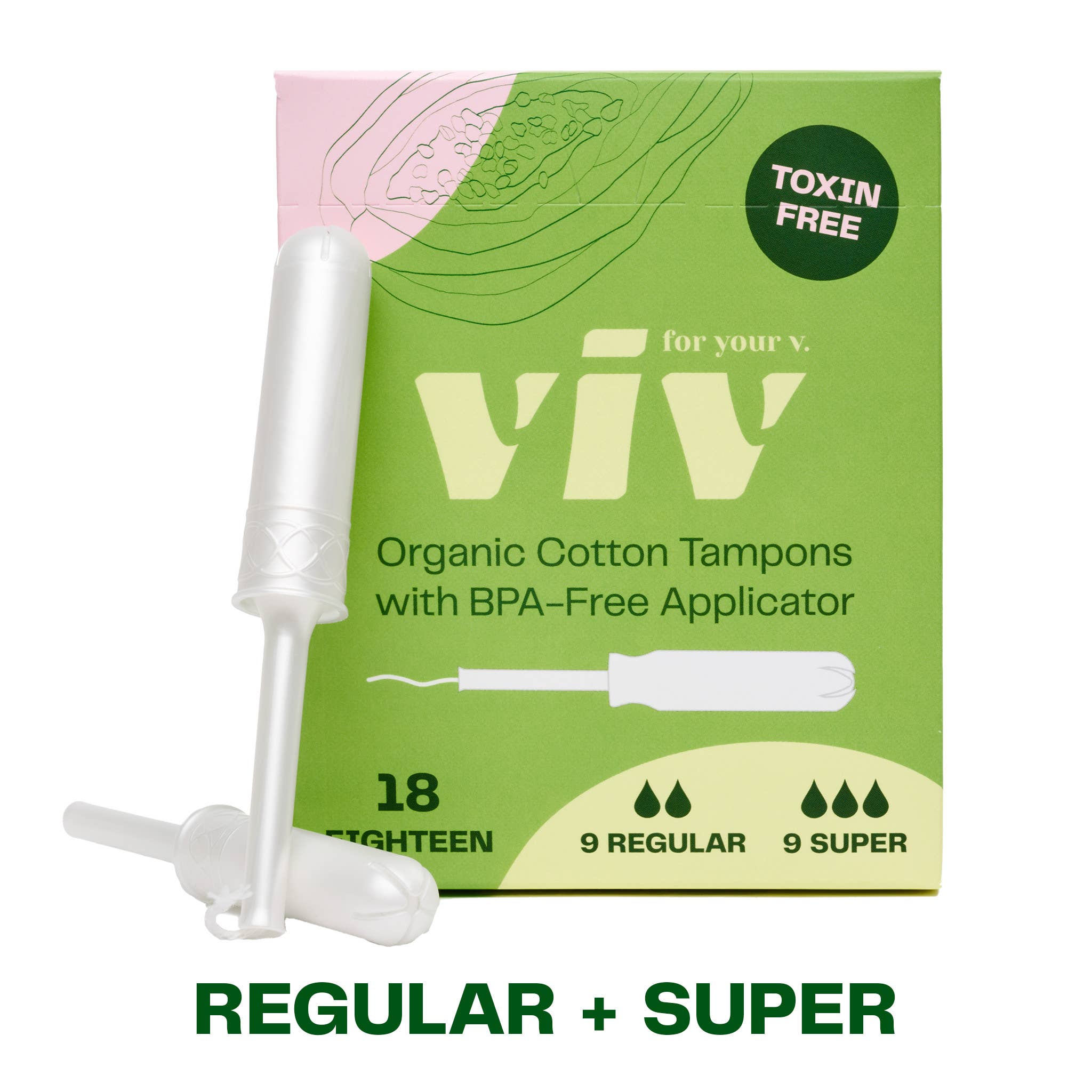 Viv Organic Cotton Tampons - 100% Toxin-Free, BPA-Free for wholesale by Viv for your V