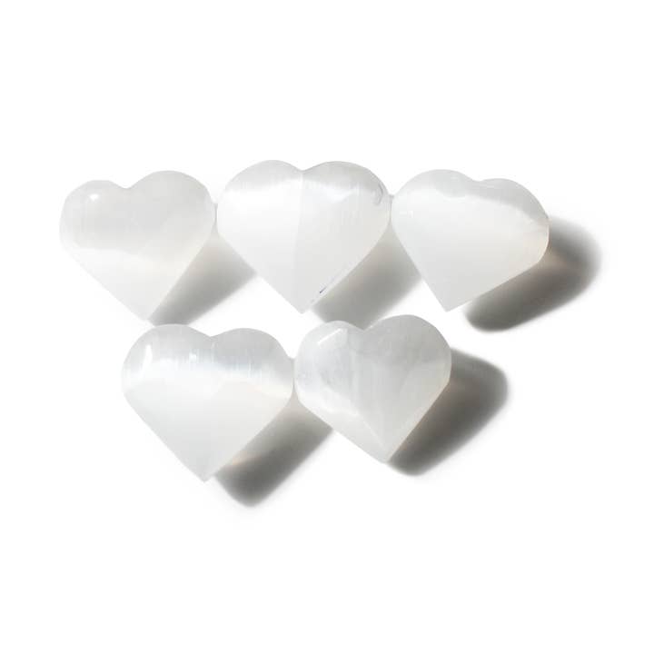 Coeur de poche en sélénite, paquet de 5 pour la vente par Stonebridge Imports