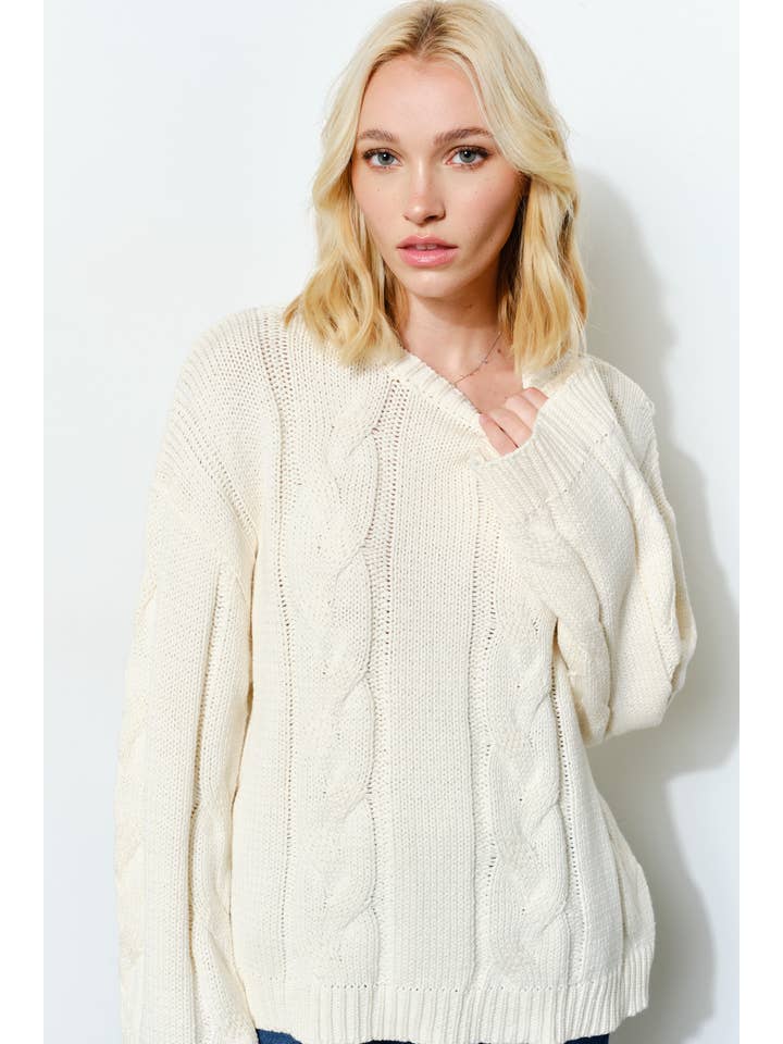Pretty Garbage - Wholesale Knit Sweater - Women's - PRUDENCE CABLE KNIT SWEATER - Oversized, Fall7