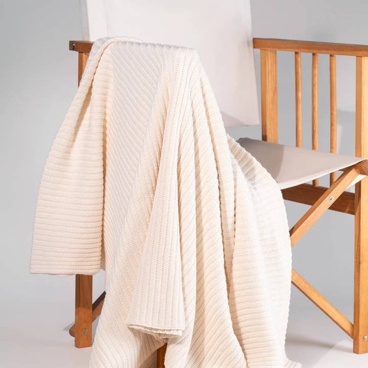 Neunest - Wholesale Throw Blanket - Neunest Knitted Organic Cotton Throw – Ecru