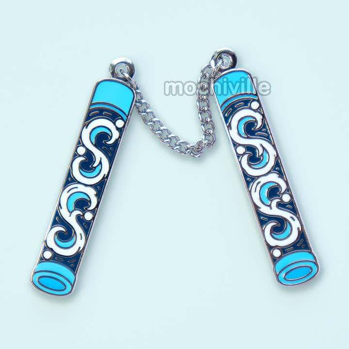 Pin de esmalte Nunchakus de Ola Gigante para venta al por mayor de Mochiville
