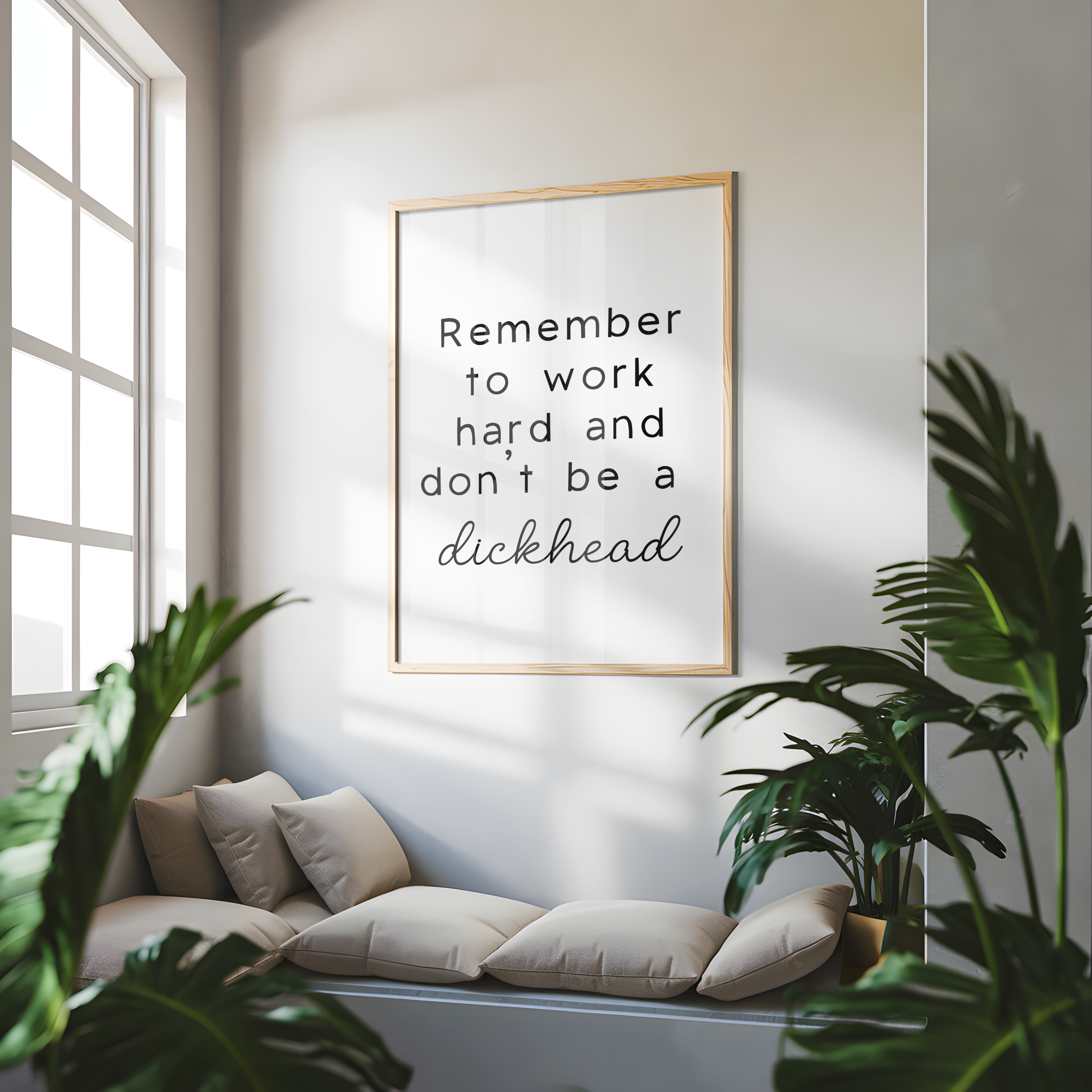 Coffee and a Catfish – wholesale Art print – Work Hard & Don't Be a Dickhead' Sweary Print1