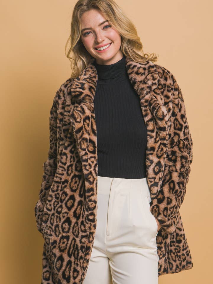 42POPS - Wholesale Coat - Women's - , 0827 Animal Print Fur Coat w/ Pockets SI-269130