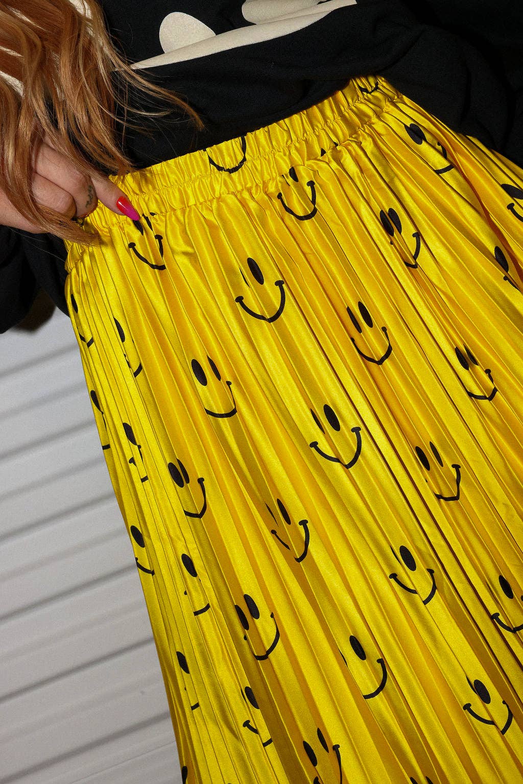 Burnt Toast – wholesale Skirt – Women’s – Happy To Be Here Smiley Pleated Skirt **RESTOCKED**9