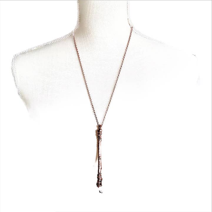 MergingMetals - Wholesale Pendant/Charm Necklace - Sticks & Stones - Clear Quartz Crystal Wand Necklace