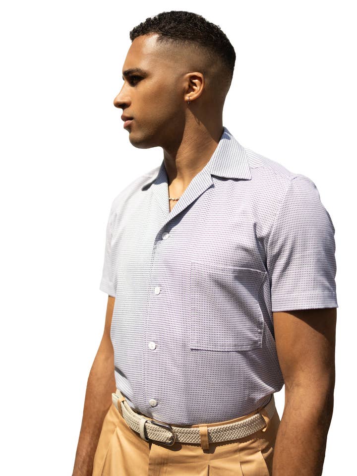 Black and white men's bowling shirt in 50s style for wholesale by Gabriele Sabe