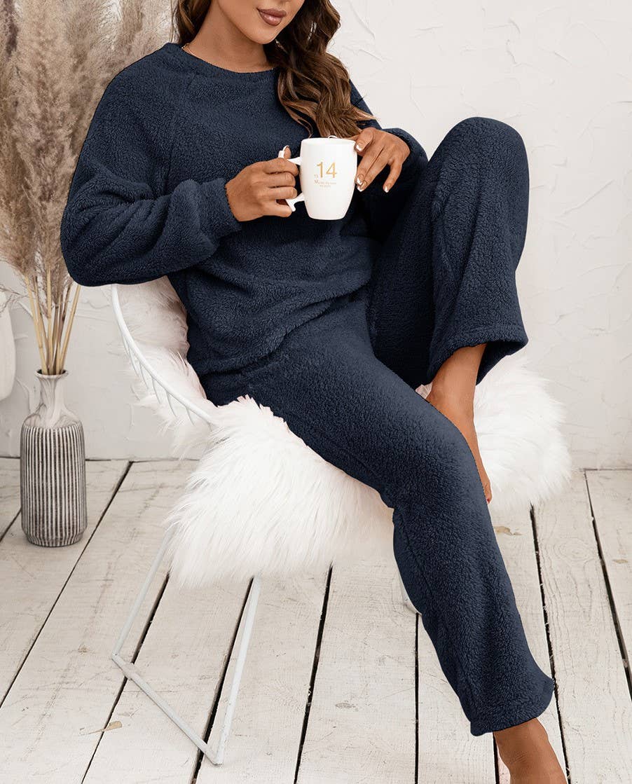 HIDDENBRAND - Wholesale Lounge Set - Women's - Loungewear Double-Sided Plush Two-Piece Set2