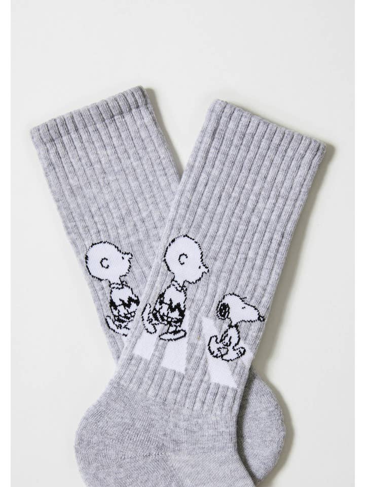 Grey BeSnoopy Walk Street - 100% Organic Cotton Socks for wholesale on Faire1