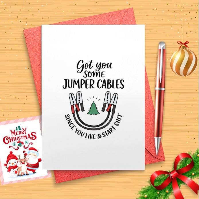VenusArtsShop - Wholesale Birthday Card - Funny Jumper Cables Christmas Greeting Card: Sarcastic0