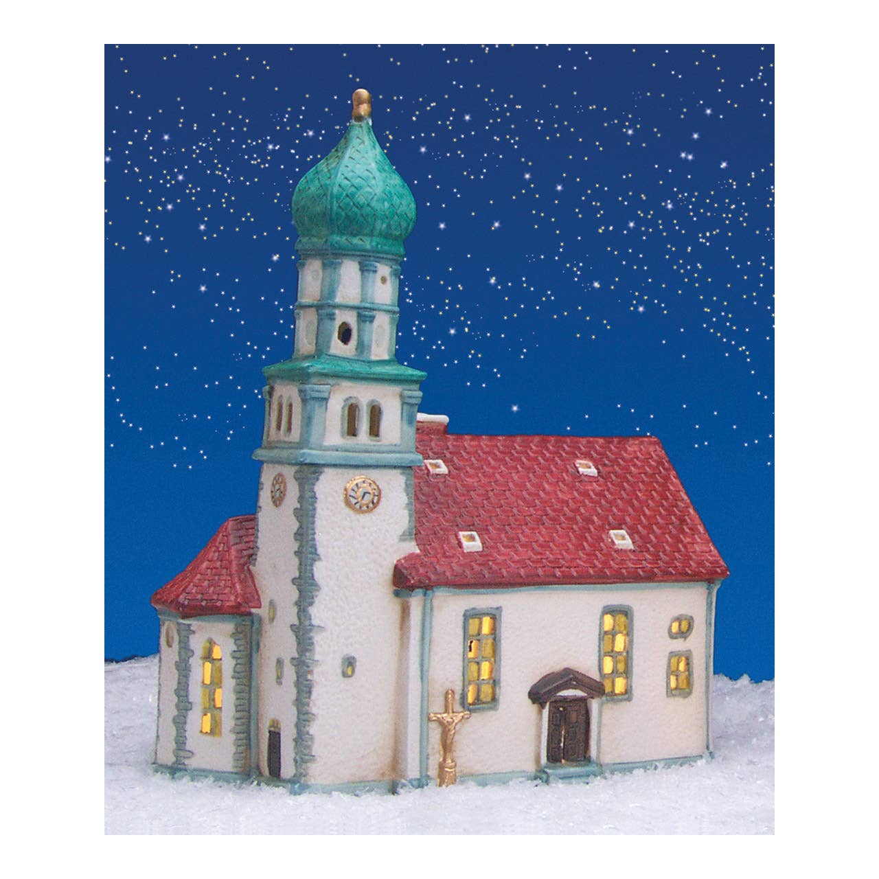 Wurm - Wholesale Christmas Decoration - Worm Lighthouse Church Wasserburg/Lake Constance made of porcelain, colorful (W/H/D) 19x24x12cm1