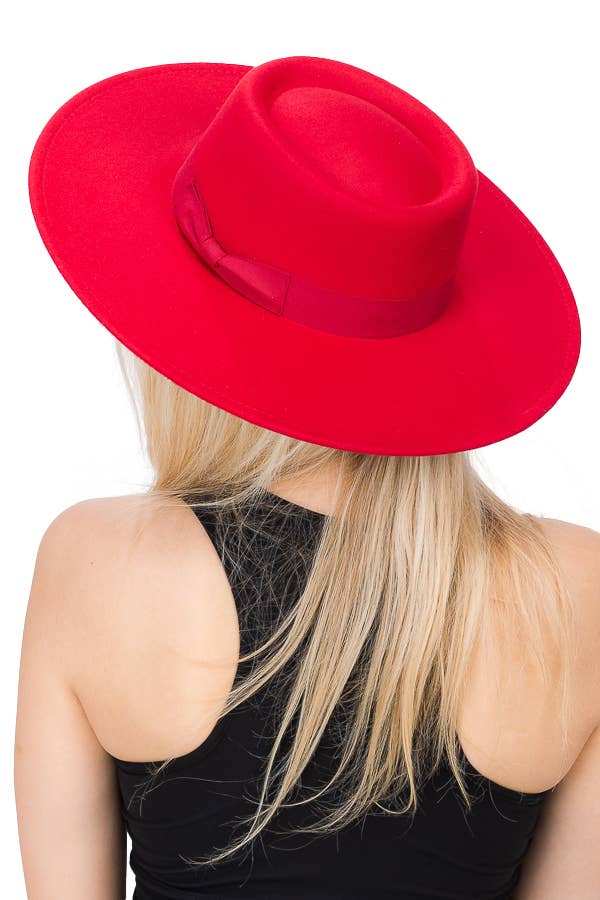 Cap Zone – wholesale Fedora - Dam – Wide Brim Bolero Faux Filt Pork Pie Crown Hat33