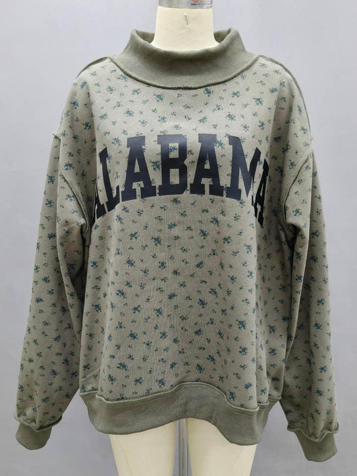 IT2594-3ALABAMA 'ALABAMA & AL' Sweat-shirt à col montant fleuri pour la vente par BUCKETLIST INC