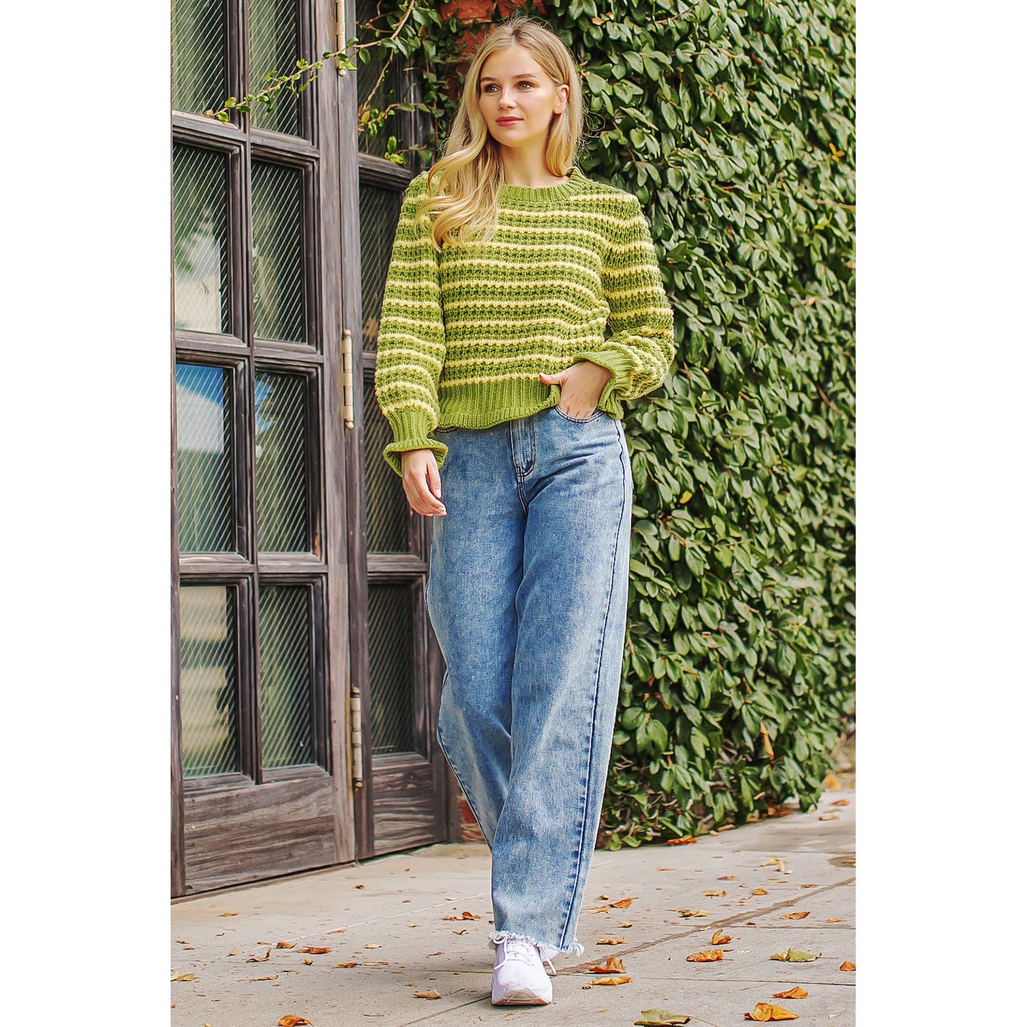 Strut & Bolt - Wholesale Pullover-trui - Dames - Gehaakte trui met gestreepte print2