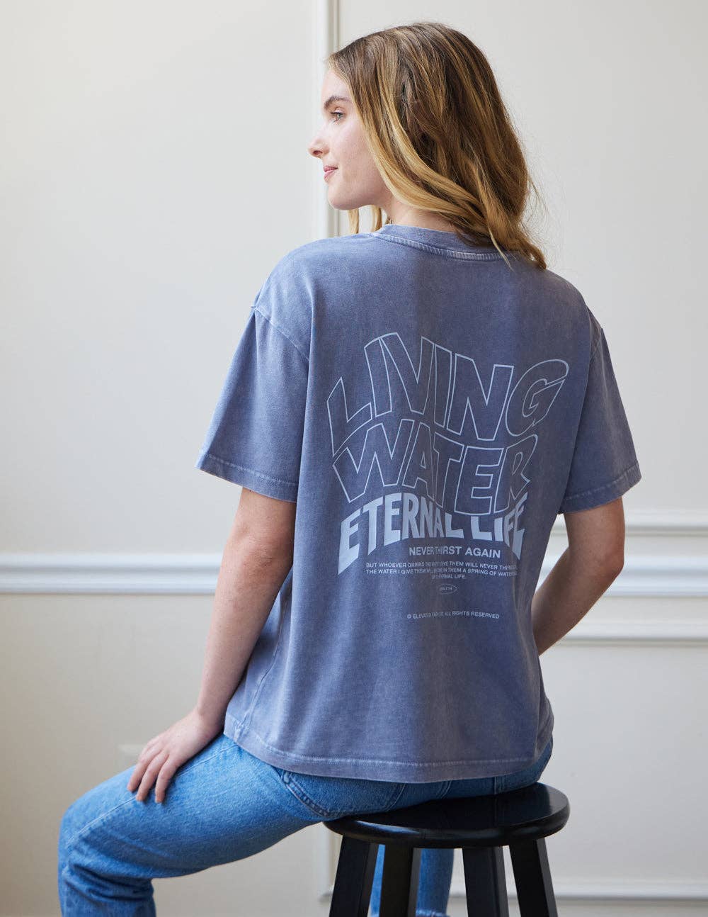 Elevated Faith - Wholesale Screen Printed T-Shirt - Unisex - Living Water Blue Unisex Tee5