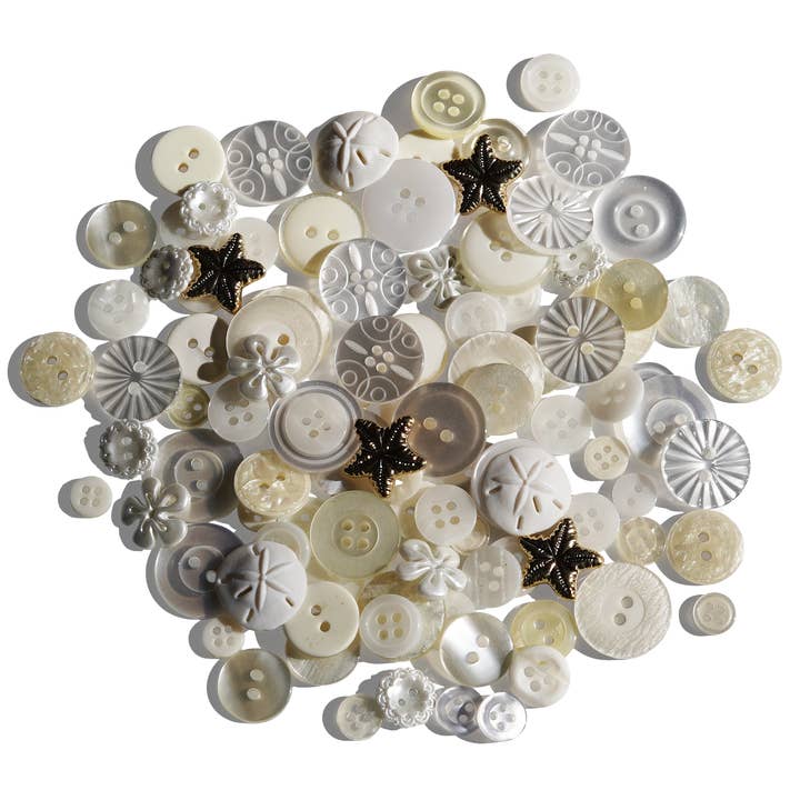 Buttons Galore & More - Wholesale Sewing Button/Snap - Treasure Box Fancy Designer Button Assortment Ivory Buttons1