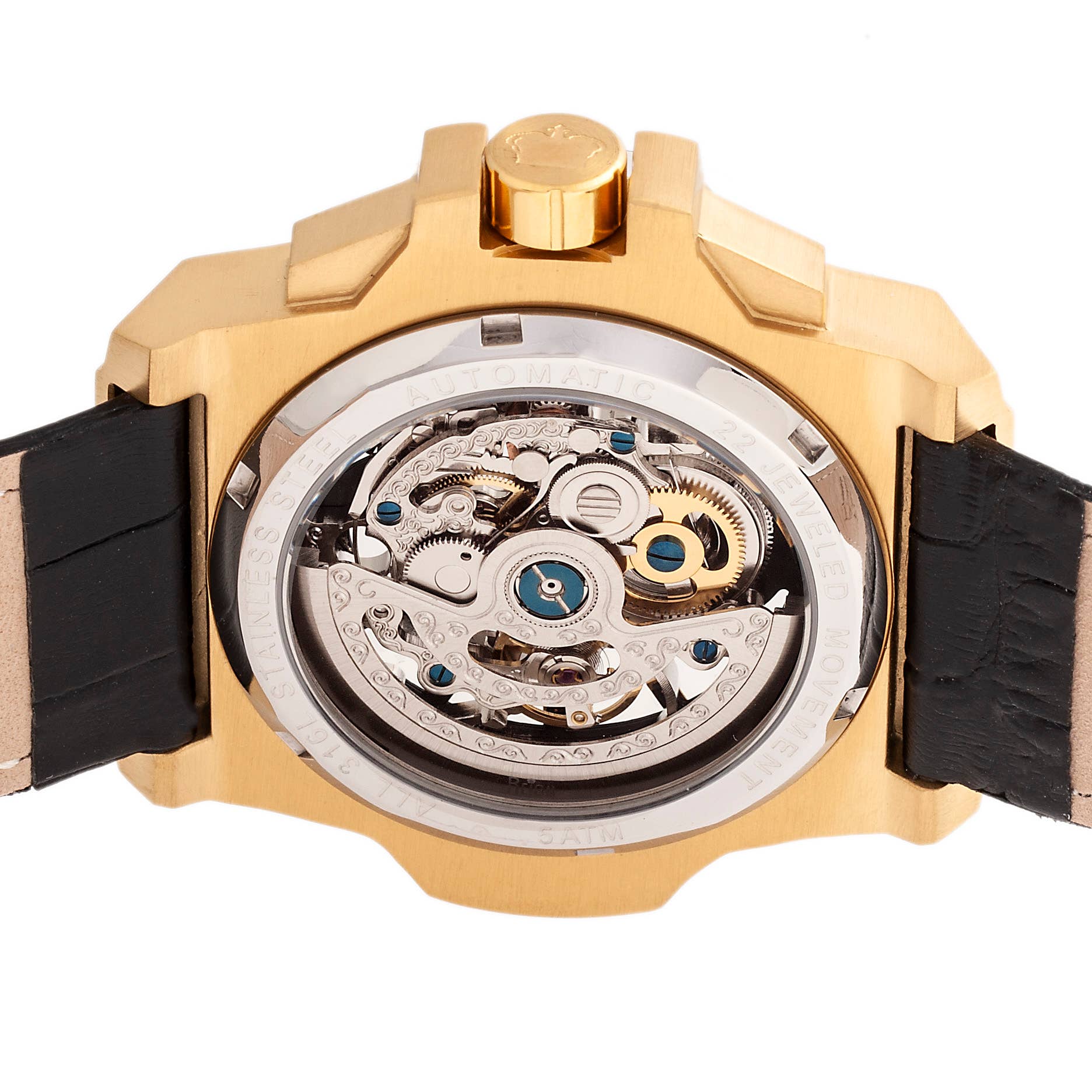 Reign - Wholesale Wrist Watch - Men's - Reign Commodus Automatic Leather-Band Skeleton Watch11