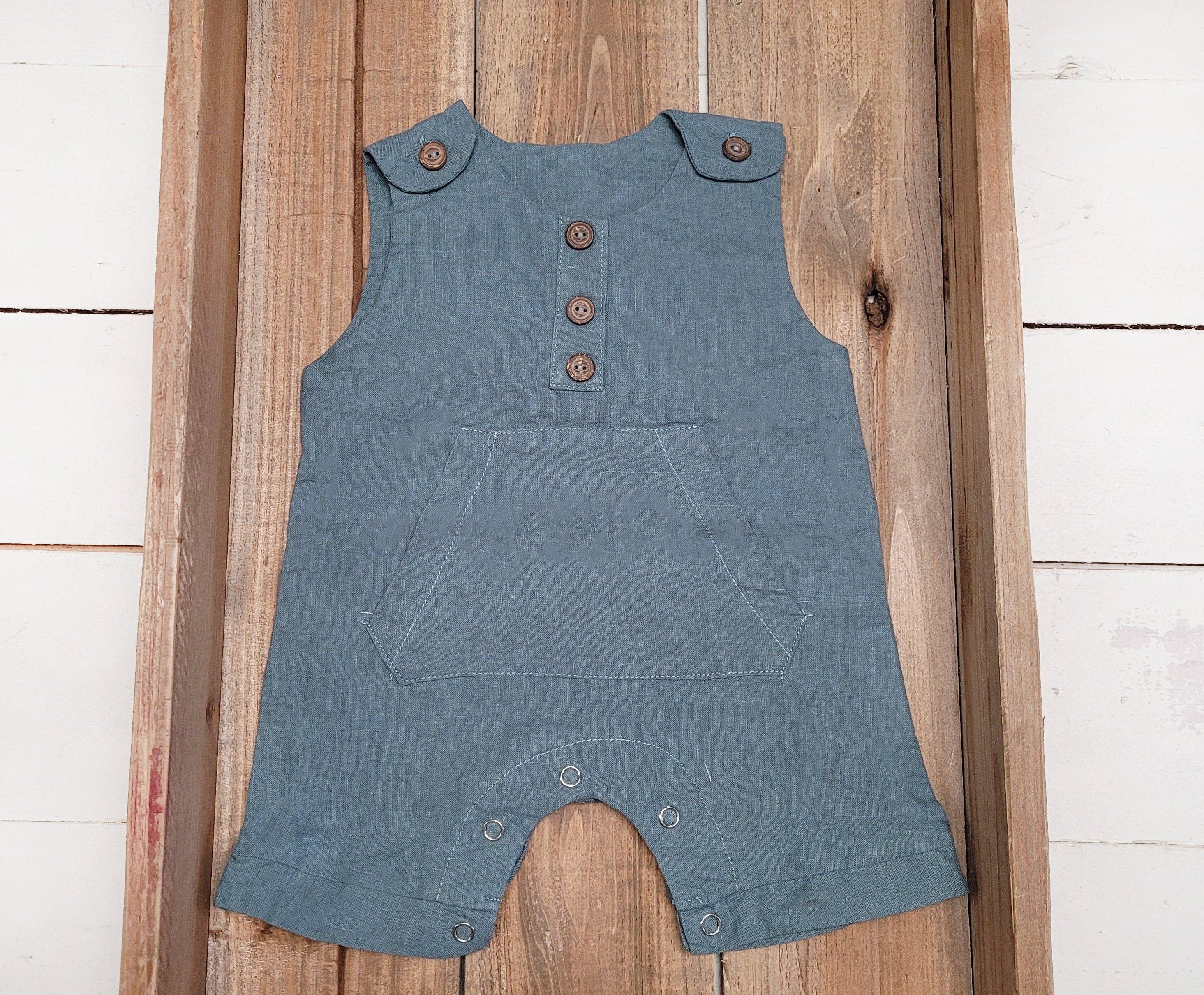 OLIVE & CRADLE - Wholesale Jumpsuit - Baby - Boys Classic Summer Linen Romper | Pierre SHORTS *|* Discontinued6