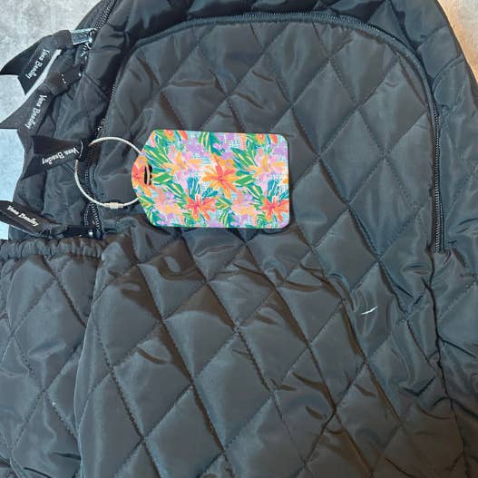 Watercolor Floral Rectangle luggage tag w/steel cable ring for wholesale by Allison Kay Designs Co.