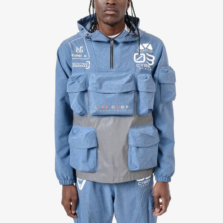 Copper Rivet - Wholesale Windbreaker – Men's - J20. HEATHER BLUE 3M PULLOVER WINDBREAKER0