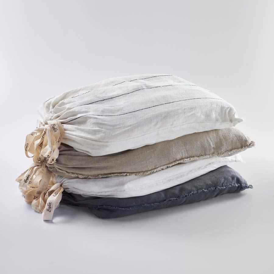 Carter Linen Duvet w/ Buttons - Off White w' Charcoal Stripe for wholesale on Faire4