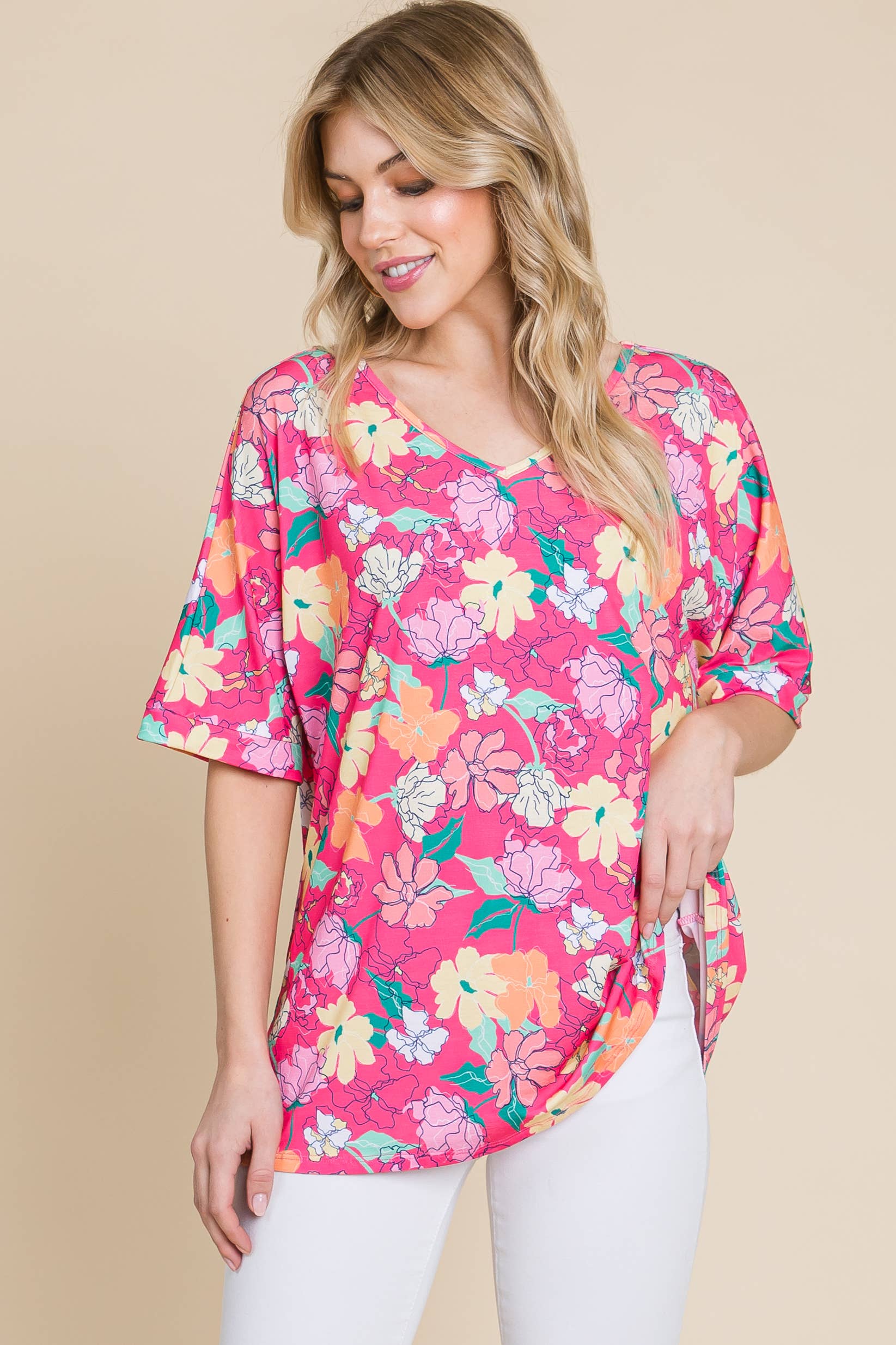 BOMBOM - Wholesale Tunic - Women's - TA2108 RELAXED V-NECK TUNIC7