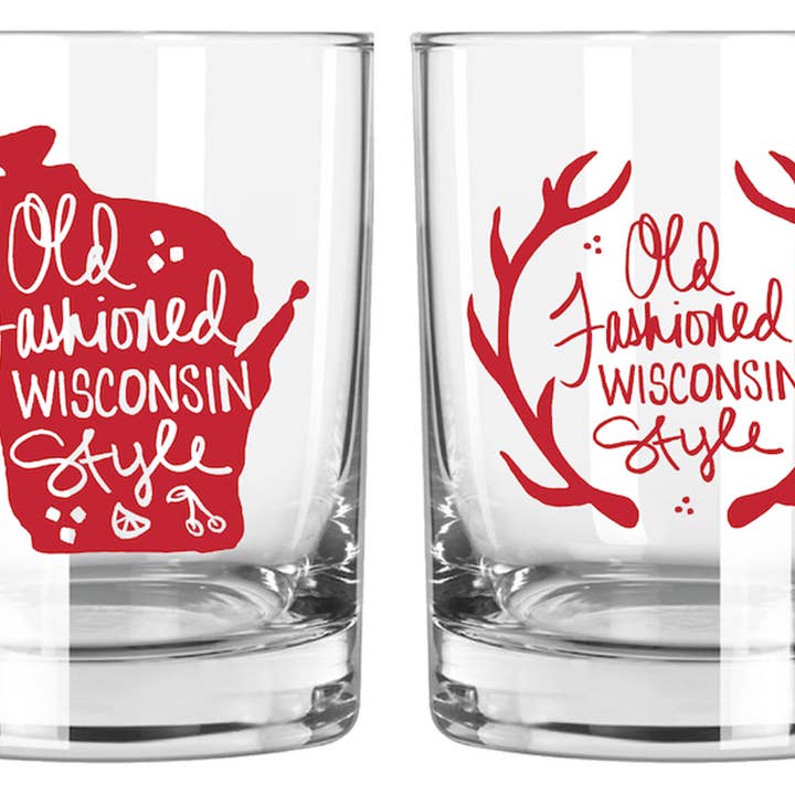 Jack & Joie - Wholesale Cocktail/Liquor Glass - Red Wisconsin Old Fashioned Glass3