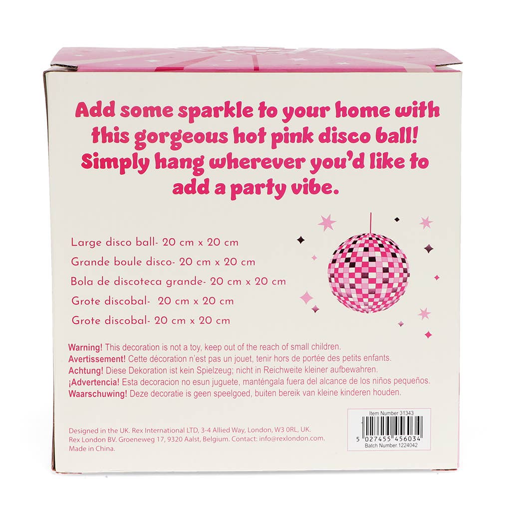 Rex B2B - UK – wholesale Decal – Party decorations – Hanging disco ball (20cm) - Pink2