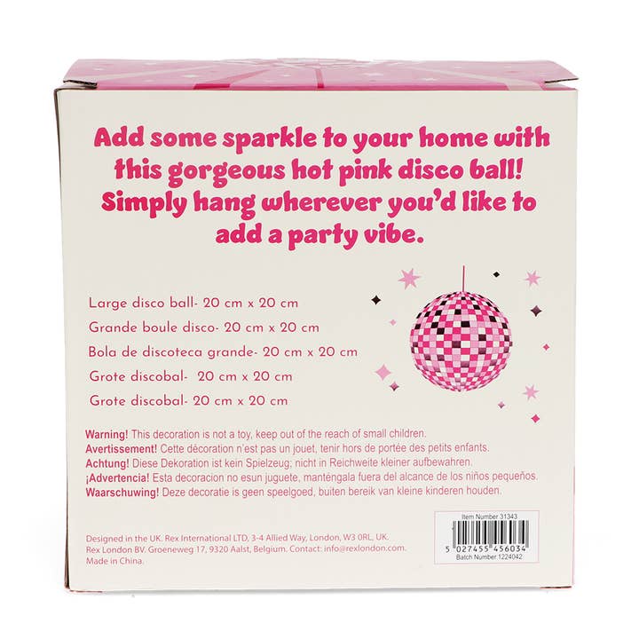 Rex B2B - UK – wholesale Decal – Party decorations – Hanging disco ball (20cm) - Pink2
