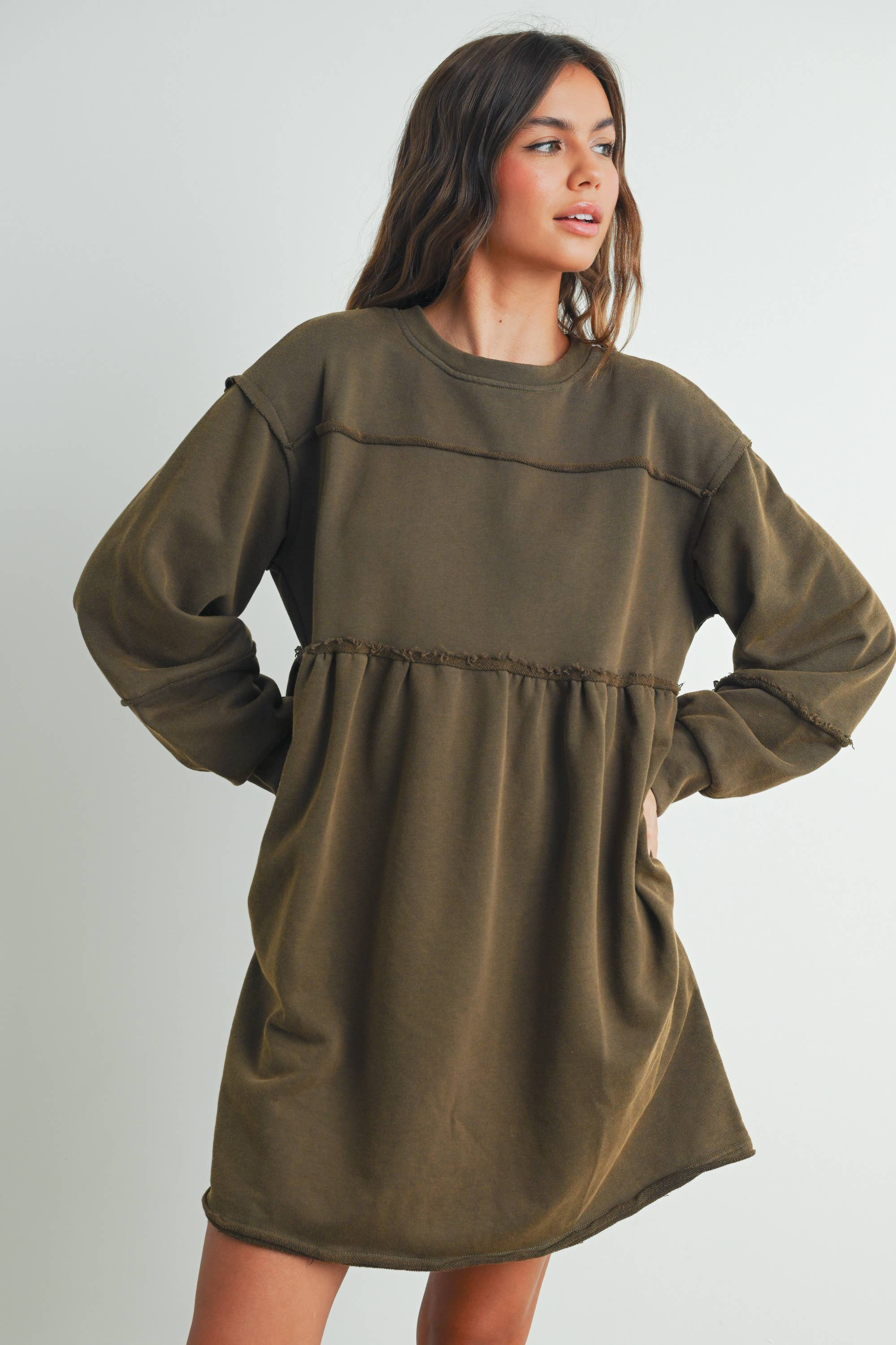 BUTTERMELON – wholesale Dress – Women's – Fall Full Sleeve Winter Mini Dress - BMD75072