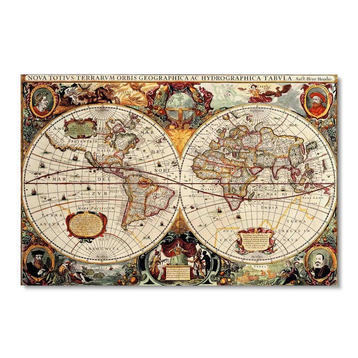 Mapa del mundo Terrarvm Orbis 1630 de Nova Totivs, arte acrílico para pared para venta al por mayor de ART BLVD