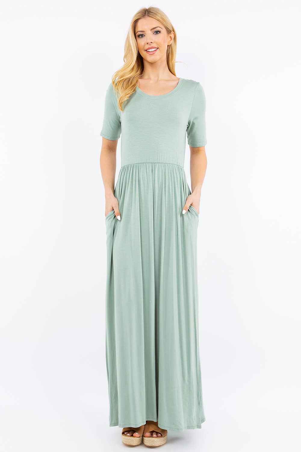 Celeste Clothing - Wholesale Dress - Women's - PLUS SIZE MODEST MAXI DRESS WITH POCKETS -CD23411T-PL52