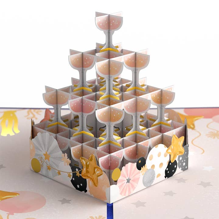 New Year Cheers 5''x7'' Card, Pop-Up Cards for wholesale by Lovepop Cards