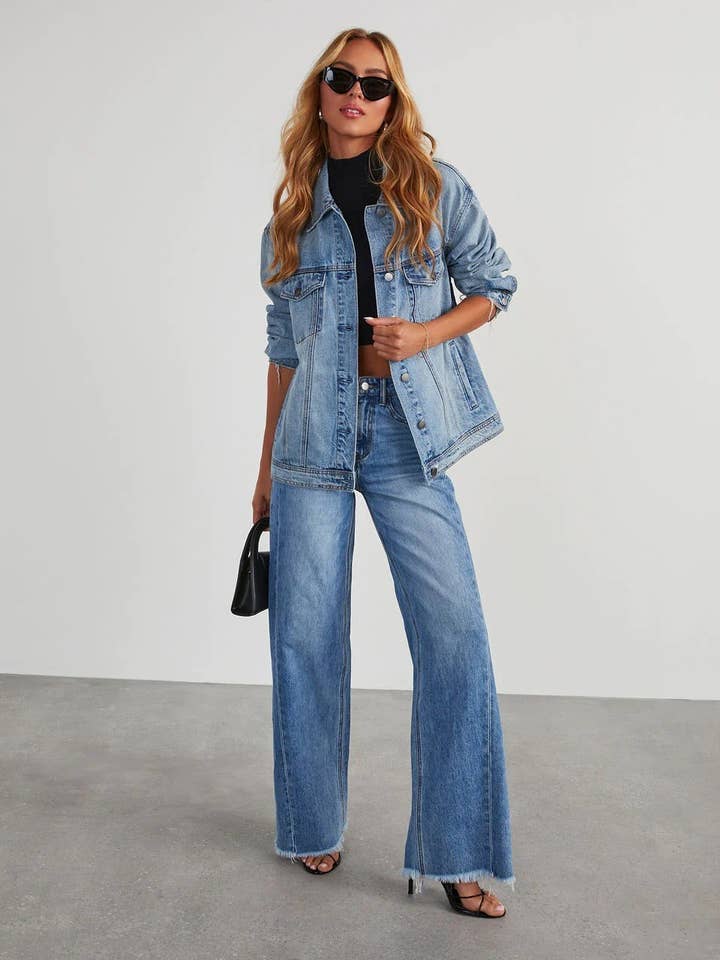 Hope & Sunshine - Wholesale Jeans - Women's - Wide-Leg Patchwork Fringe Hem Jeans7