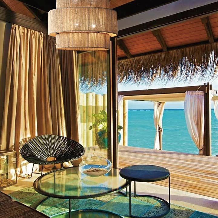 Terracotta Designs - Vente Lustre/Suspension - Lustre en abaca à double tambour Whitsunday1